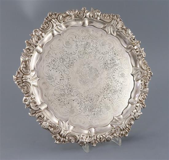 An early Victorian Scottish silver shaped circular salver, by A.G. Whighton, 30 oz.
